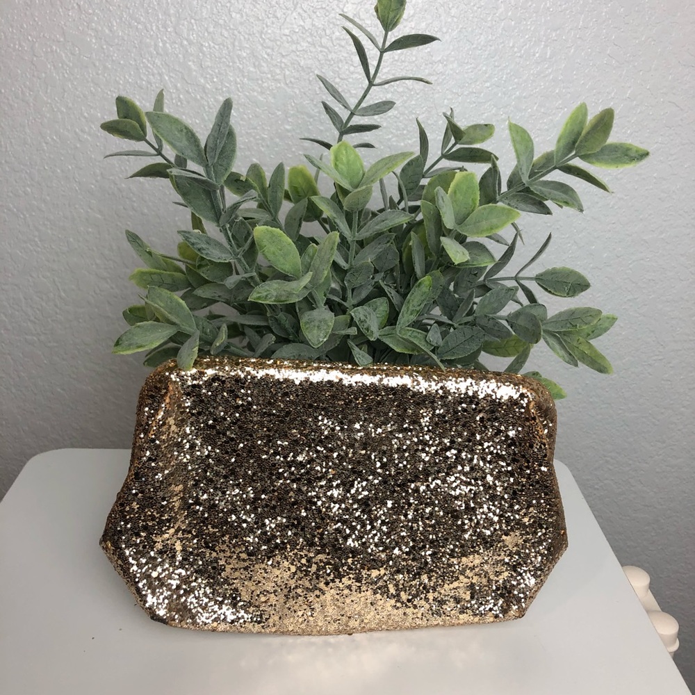** J.Crew Gold Fairy Dust Glitter Evening Clutch**